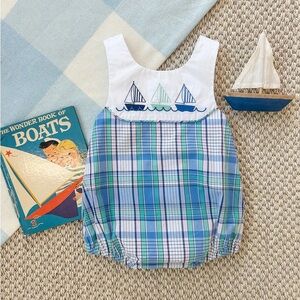 TBBC/ Blue and White Plaid Cute Romper/ Size 18-24 Months/ NWT